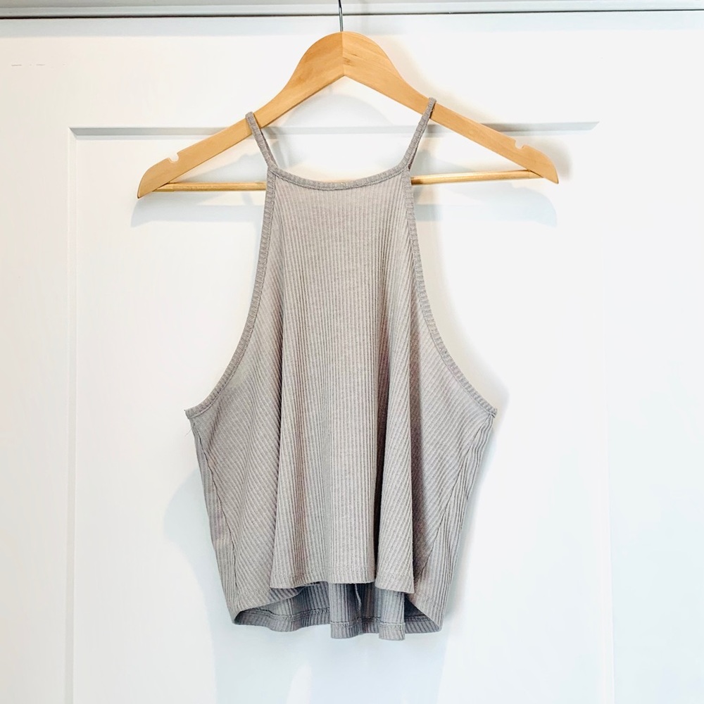 Light grey soft halter / tank top slightly cropped